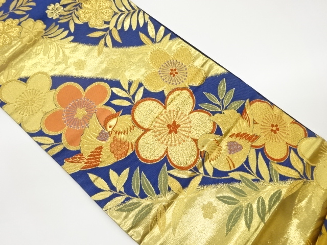 JAPANESE FUKURO OBI / WOVEN UME & BIRD